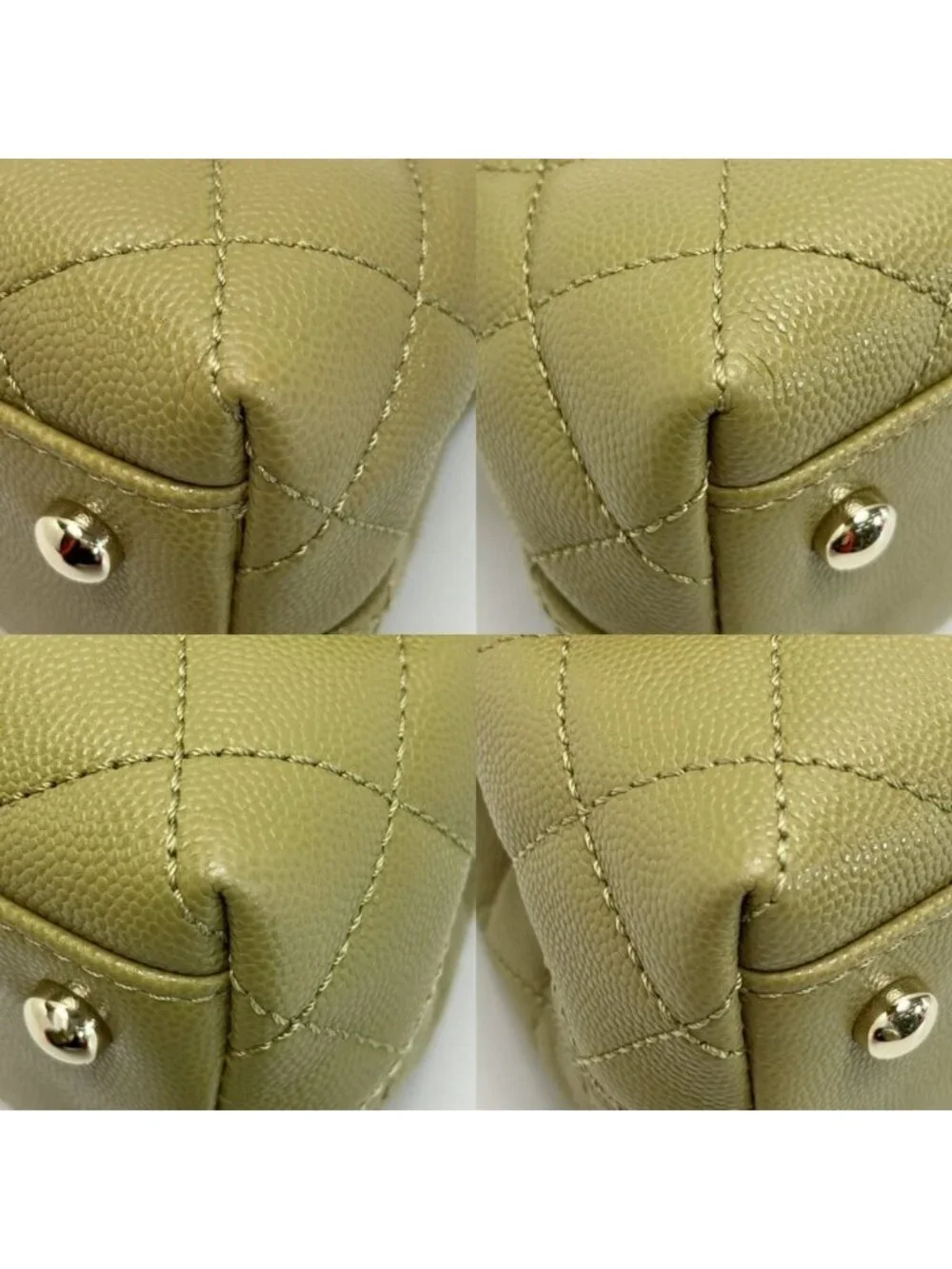 Chanel Quilted Coco Handle XS Handbag Olive Caviar Leather Chain